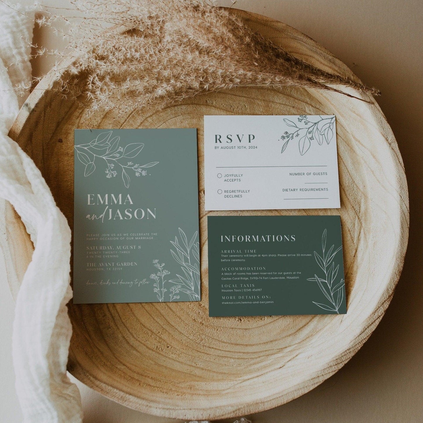 Floral Sage Wedding Invitation Set - LovelyTemplatesCo