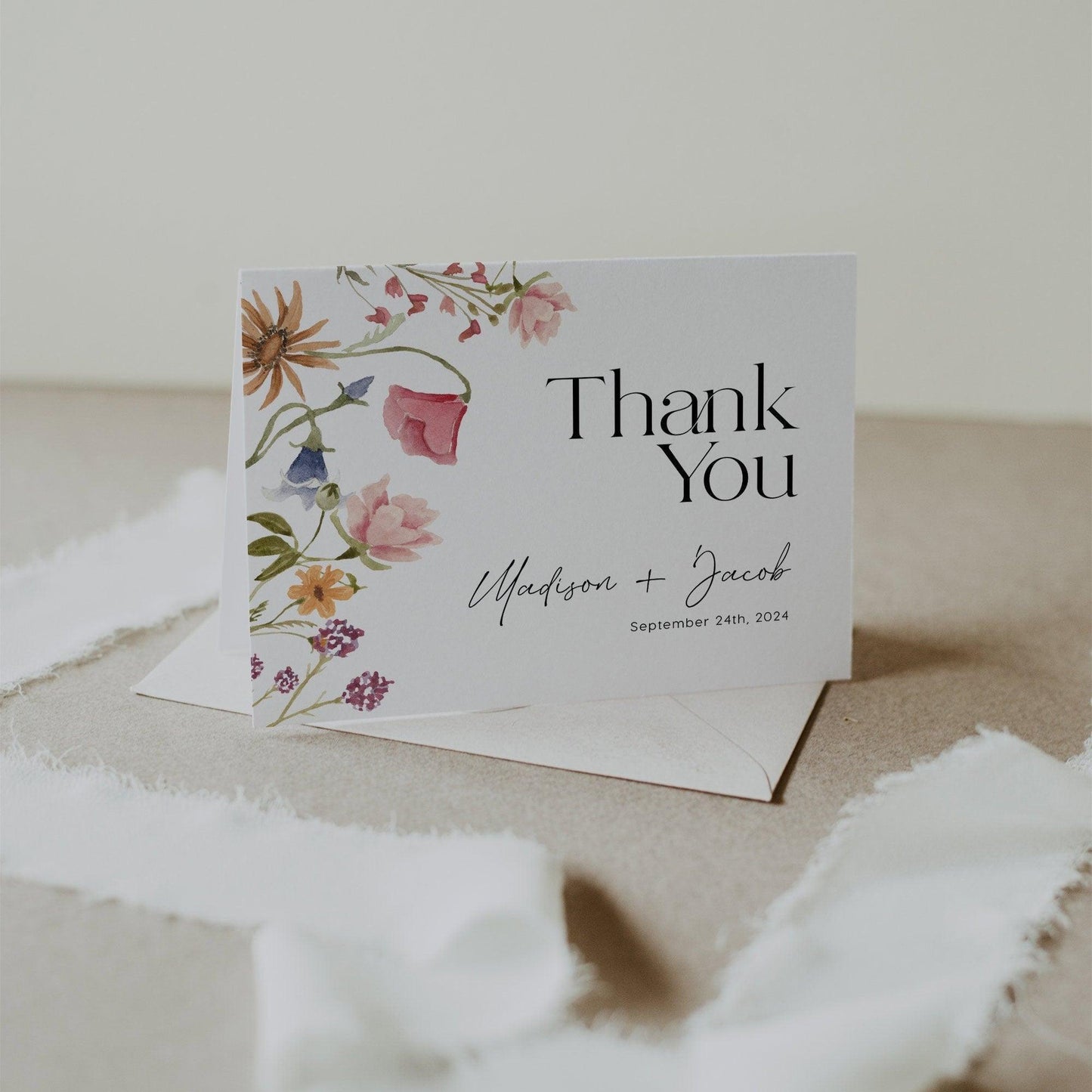 Floral Thank You card - LovelyTemplatesCo