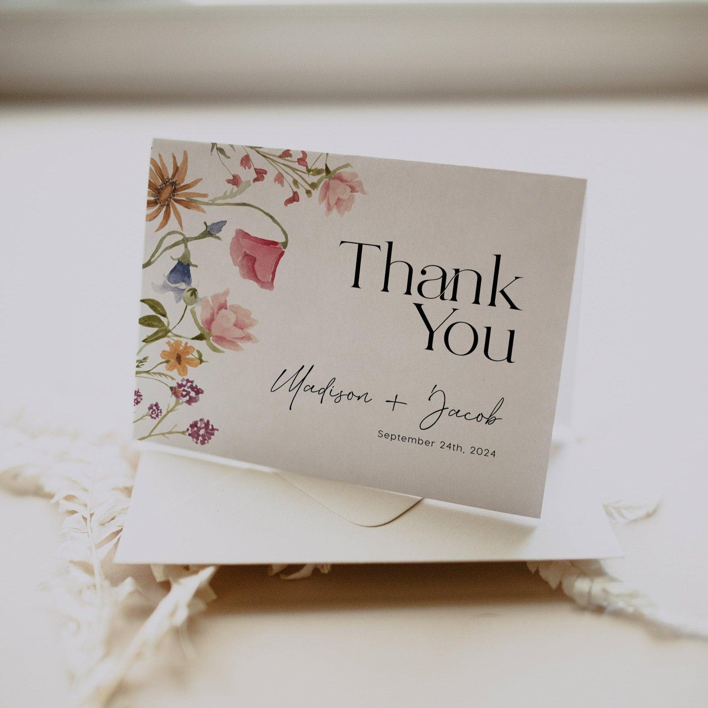 Floral Thank You card - LovelyTemplatesCo