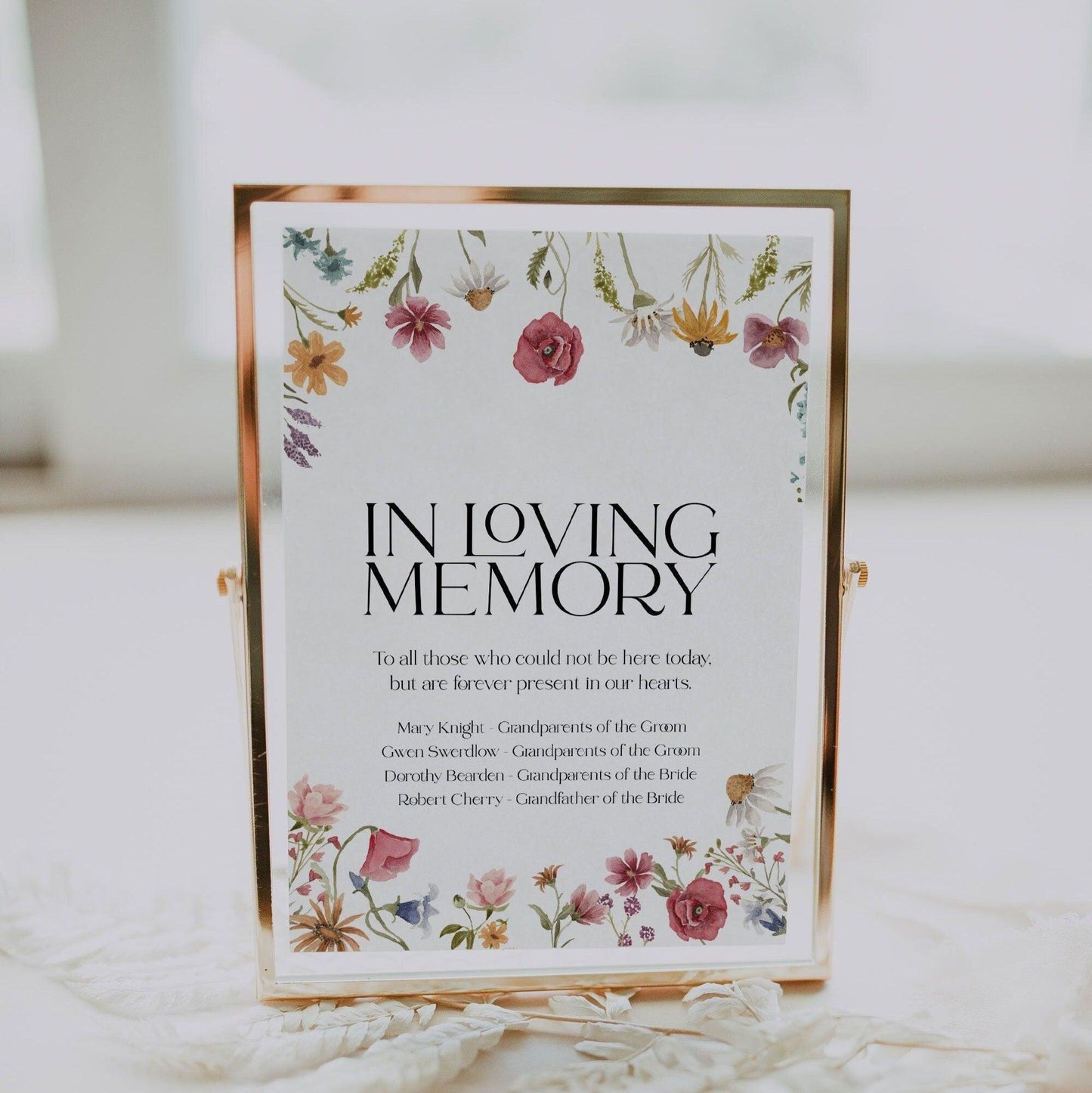 Floral Wedding In Loving Memory Of Sign - LovelyTemplatesCo