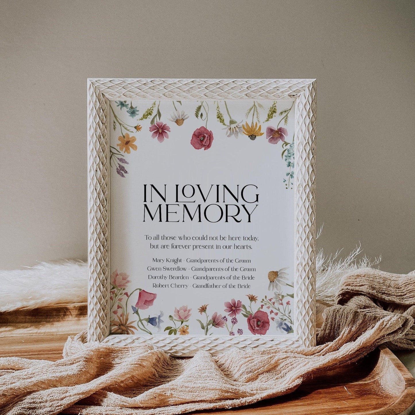 Floral Wedding In Loving Memory Of Sign - LovelyTemplatesCo