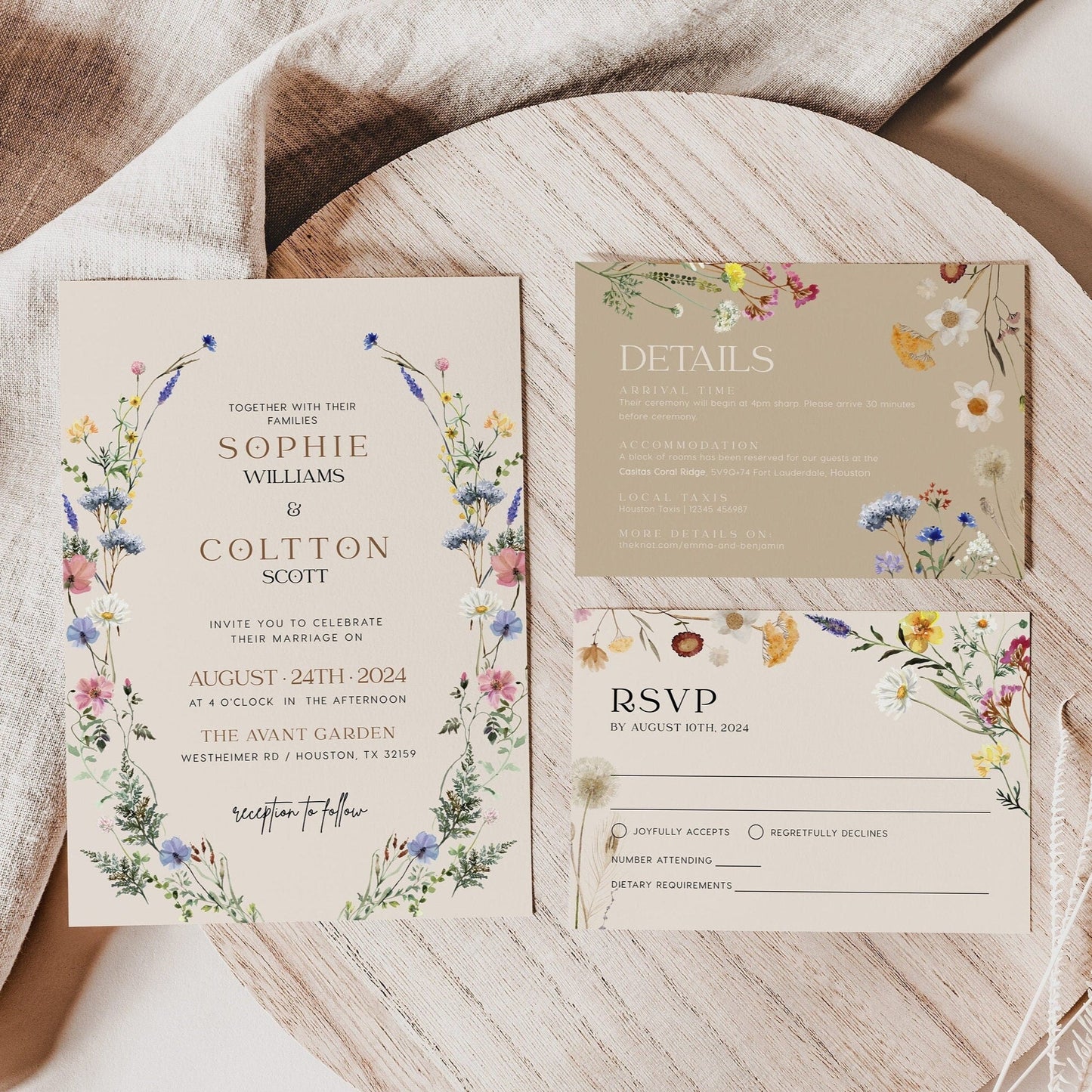 Floral wedding invitation, Wildflower Wedding invitation - LovelyTemplatesCo