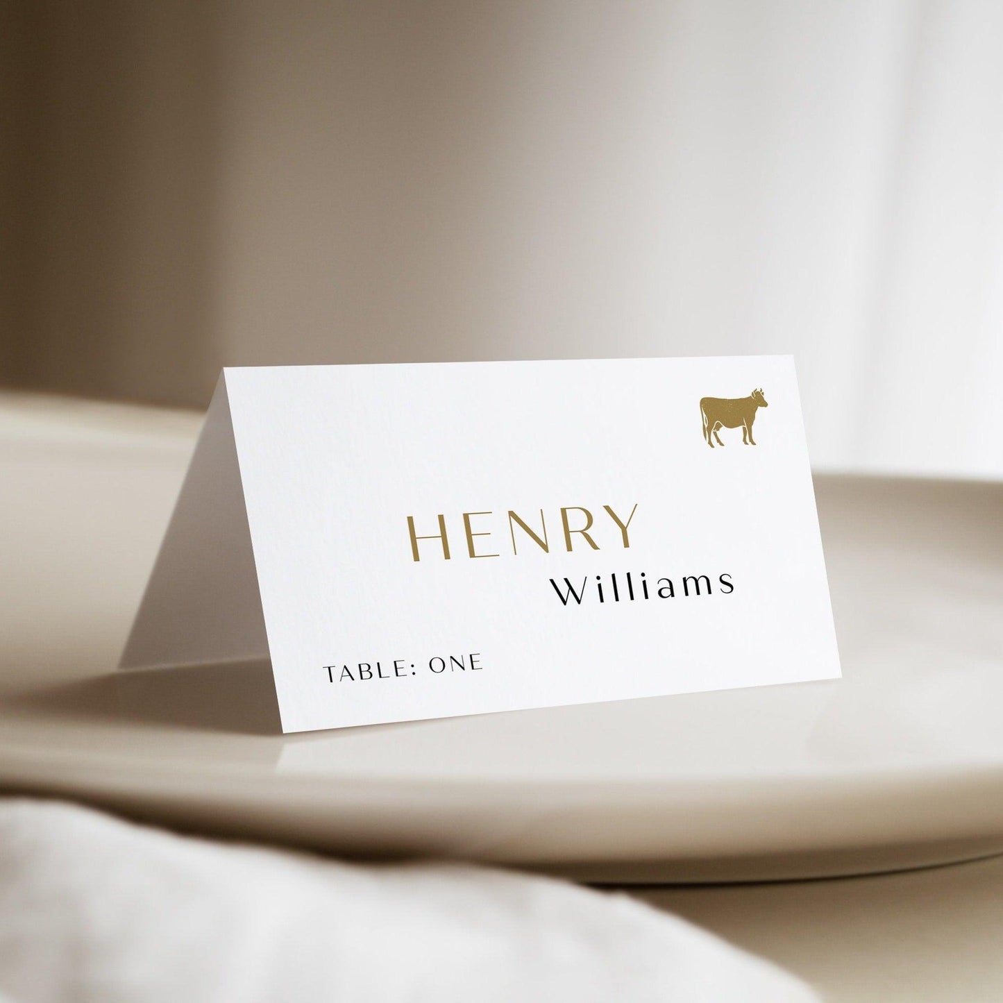 Gold wedding place card template - LovelyTemplatesCo