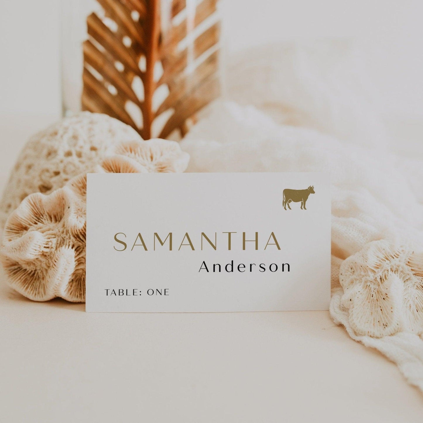 Gold wedding place card template - LovelyTemplatesCo