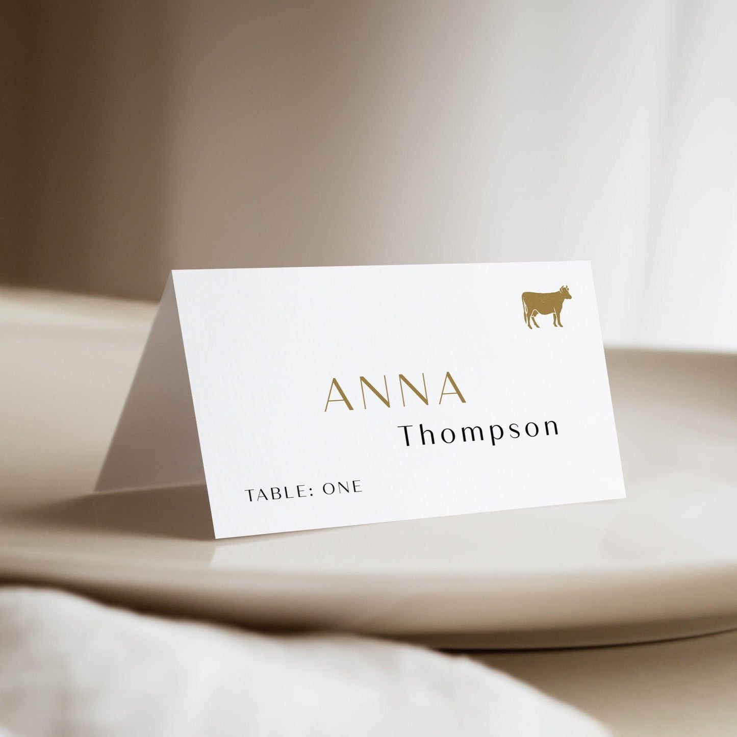 Gold wedding place card template - LovelyTemplatesCo
