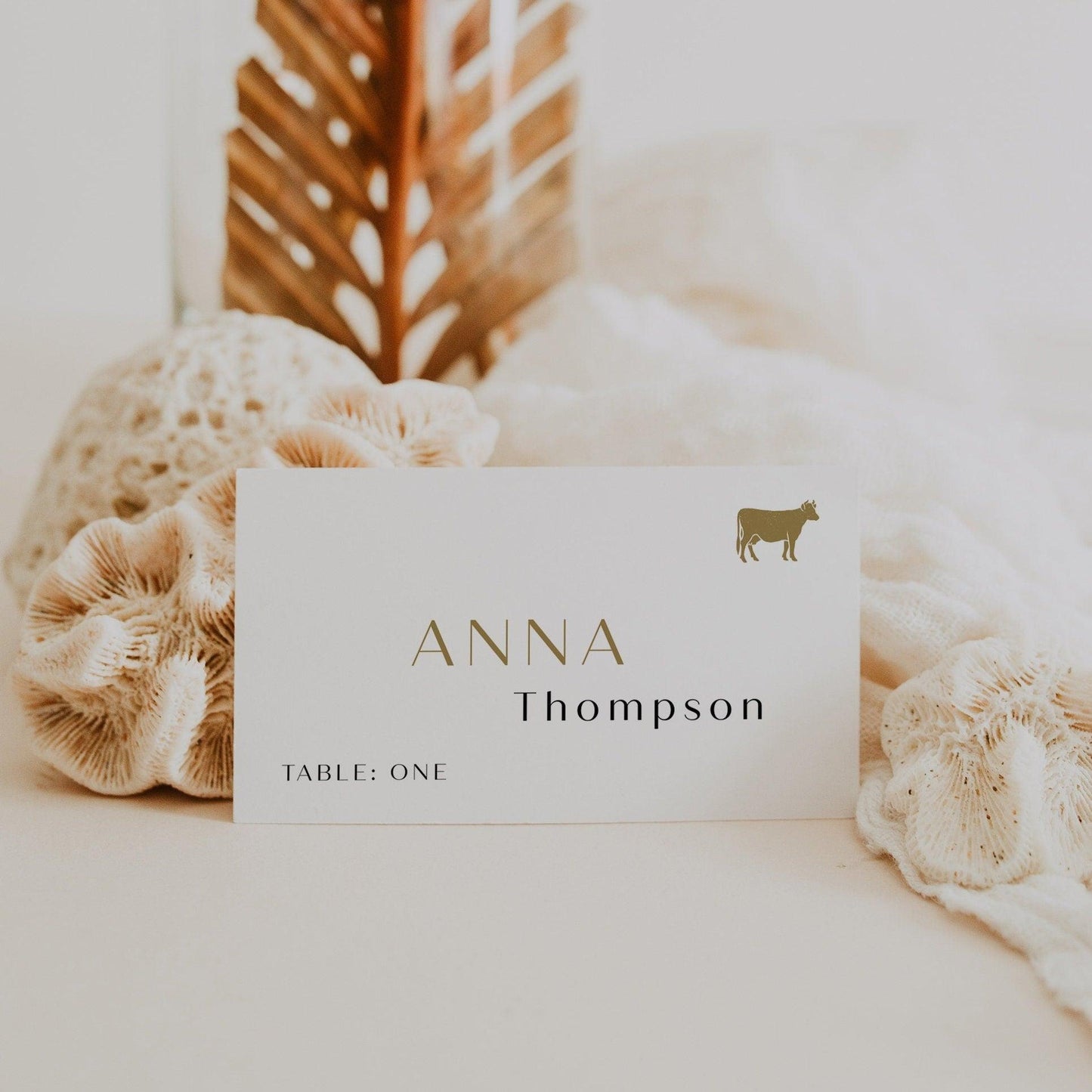 Gold wedding place card template - LovelyTemplatesCo