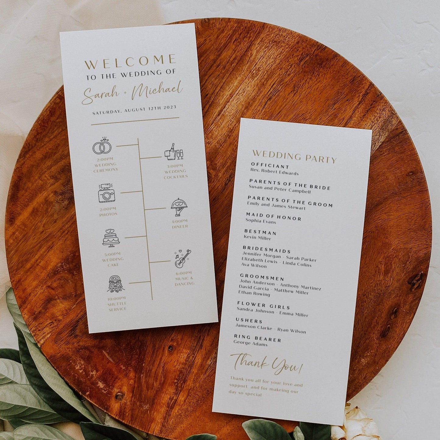 Gold wedding program - LovelyTemplatesCo