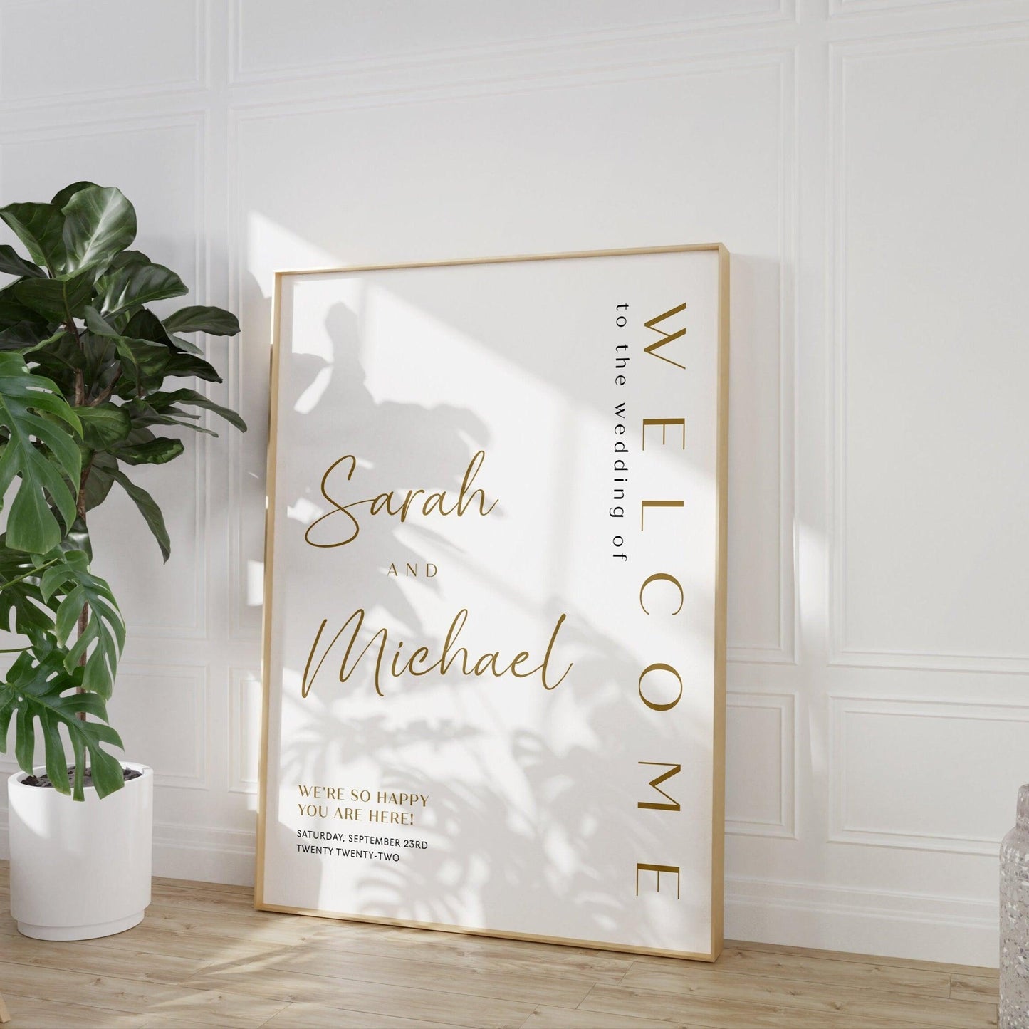 Gold Wedding Welcome Sign - LovelyTemplatesCo