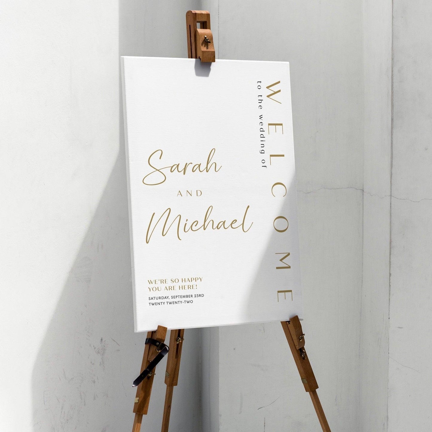 Gold Wedding Welcome Sign - LovelyTemplatesCo