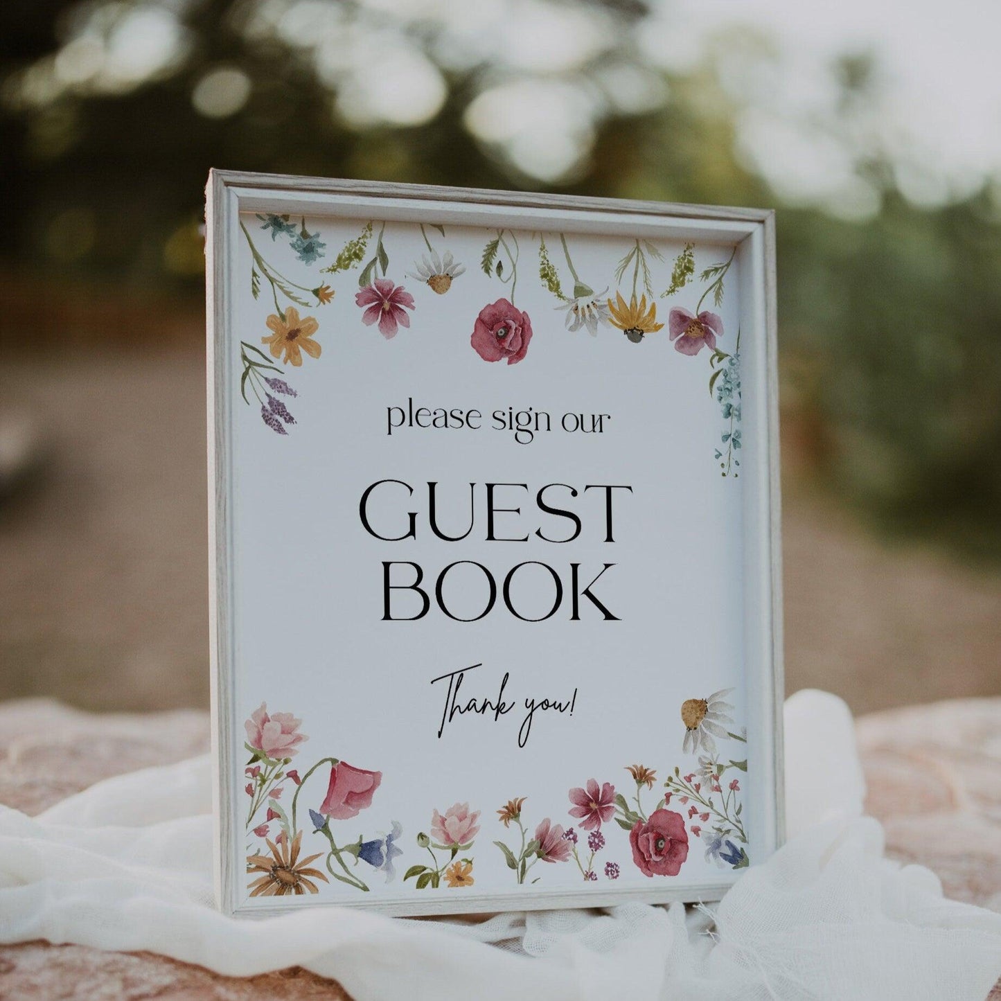Guest Book Sign Wildflower - LovelyTemplatesCo