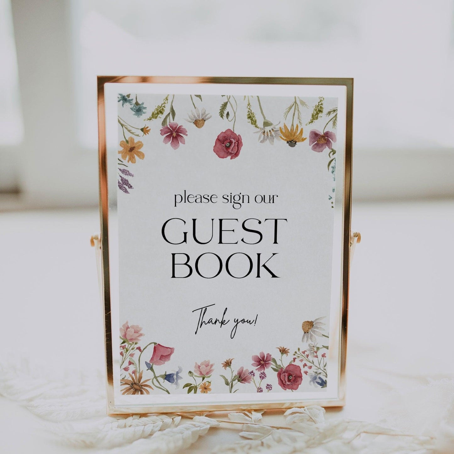 Guest Book Sign Wildflower - LovelyTemplatesCo