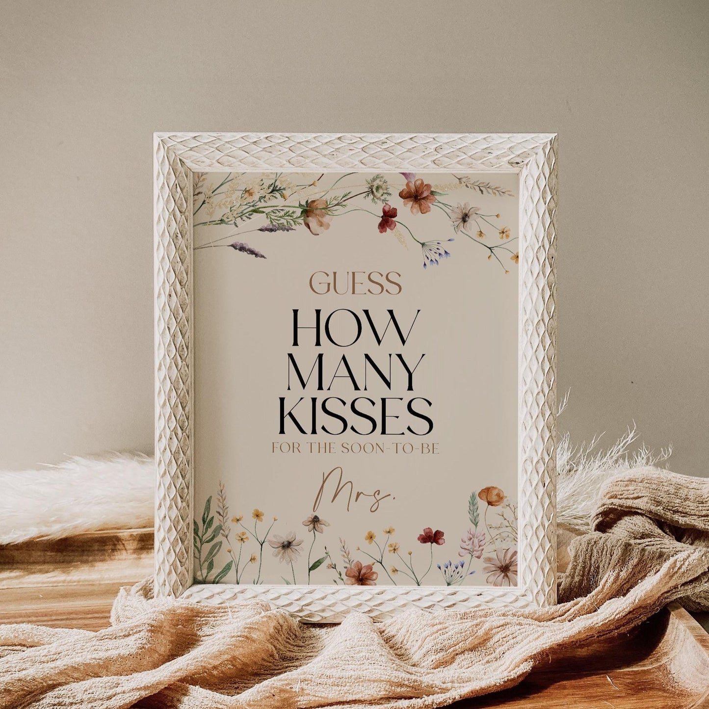 How Many Kisses Sign, Bridal Shower Guess How Many Kisses sign - LovelyTemplatesCo