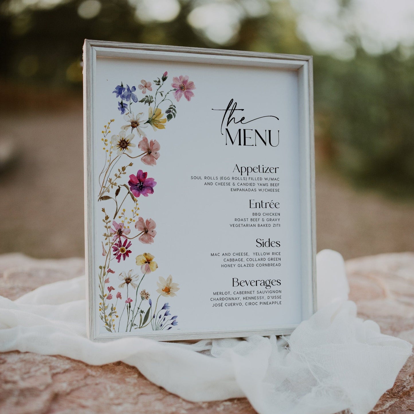 Menu Sign template, Floral menu sign, Wedding menu sign template - LovelyTemplatesCo