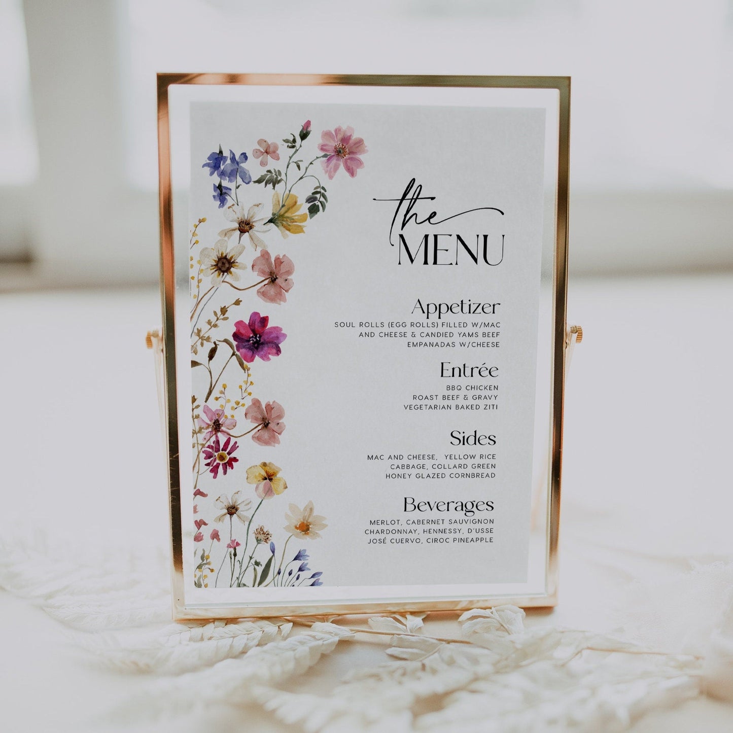 Menu Sign template, Floral menu sign, Wedding menu sign template - LovelyTemplatesCo