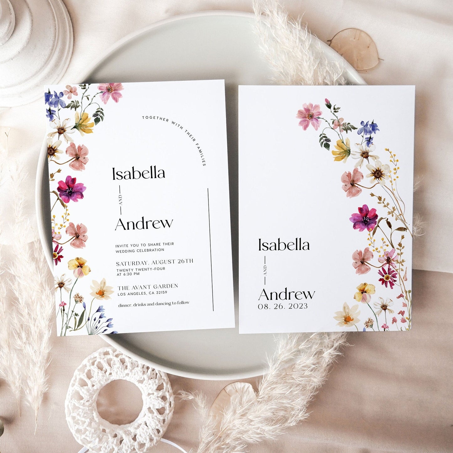 Modern floral wedding invitation - LovelyTemplatesCo