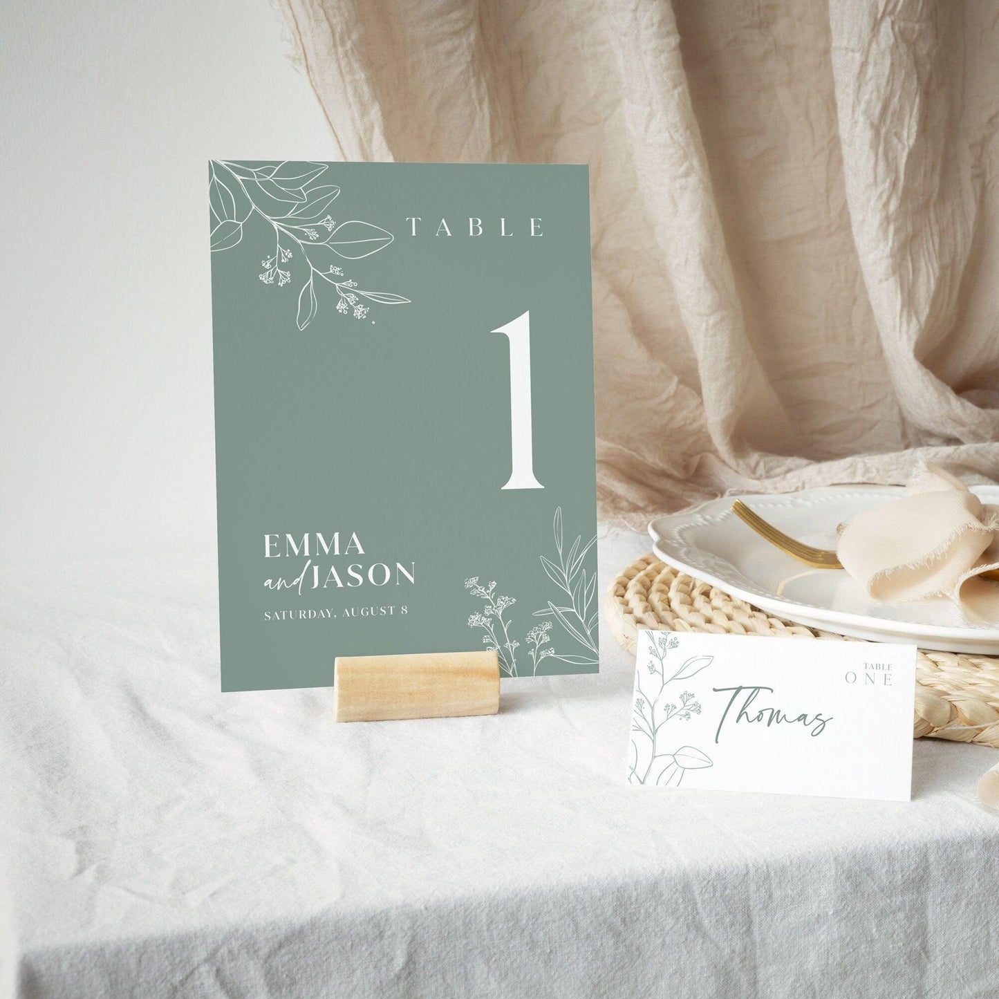 Sage Floral Table Numbers - LovelyTemplatesCo