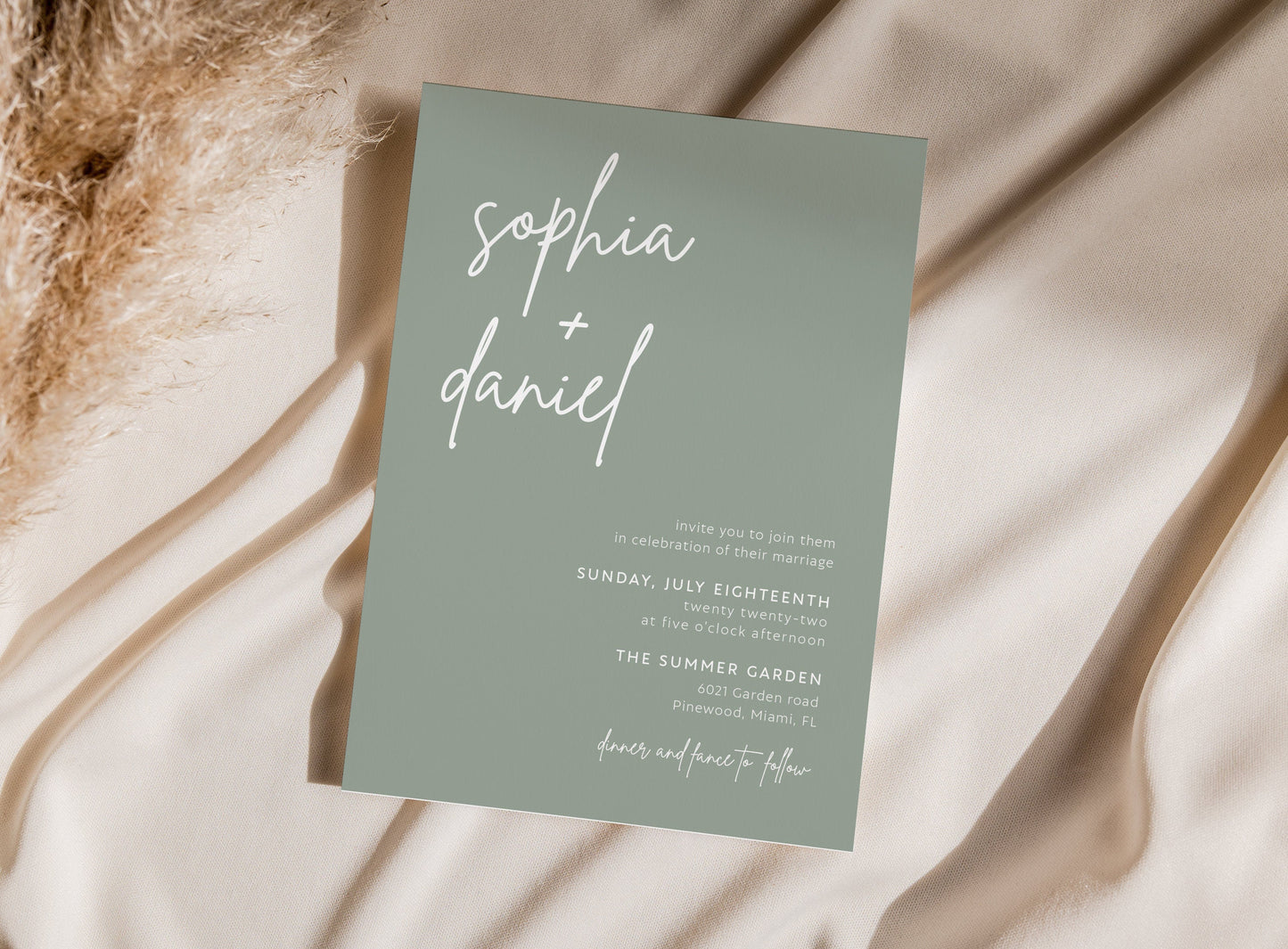 Sage green wedding invitation suite - LovelyTemplatesCo