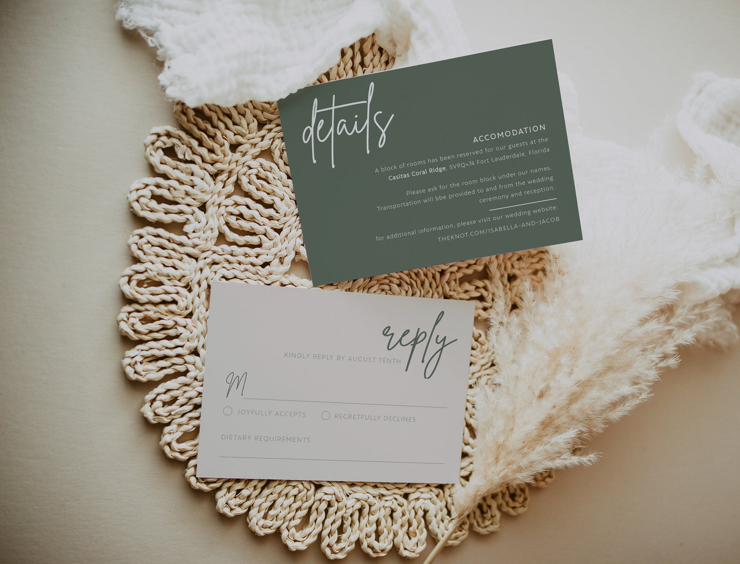 Sage green wedding invitation suite - LovelyTemplatesCo