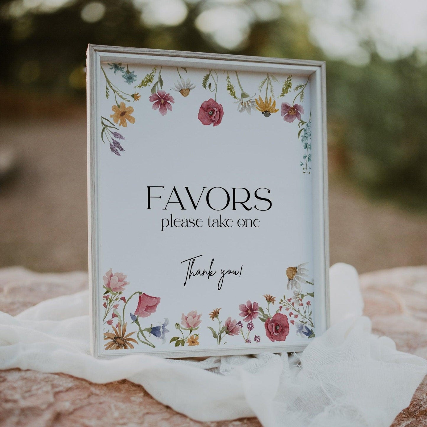 Spring summer favors wildflower sign - LovelyTemplatesCo