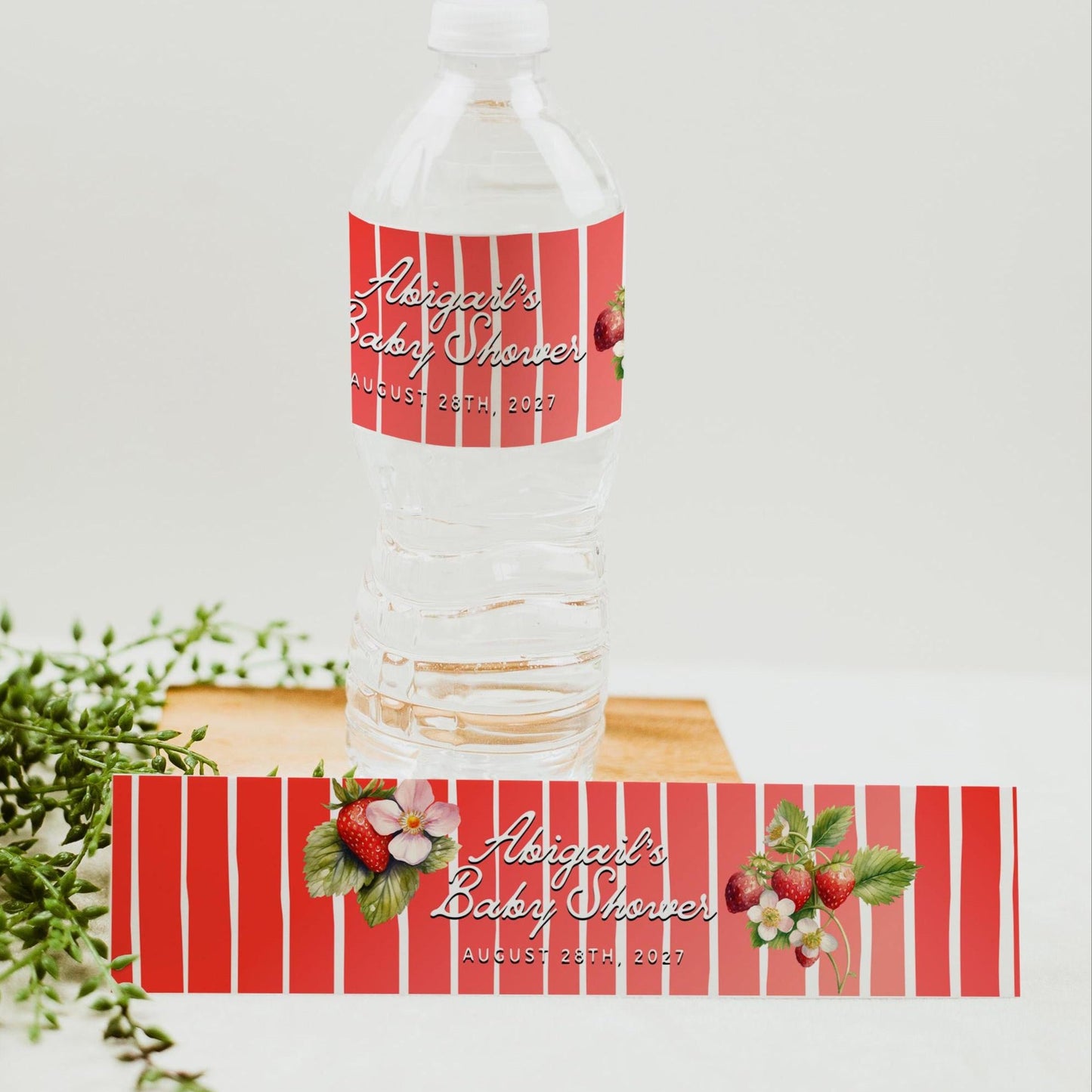 Strawberry Bottle Label | Baby Shower Water Bottle Labels - LovelyTemplatesCo