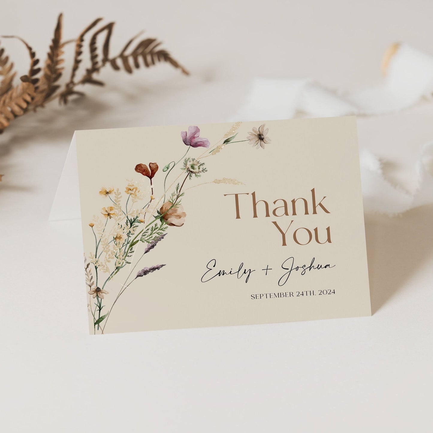 Thank You card | Floral Thank You card | Customizable Thank You card - LovelyTemplatesCo