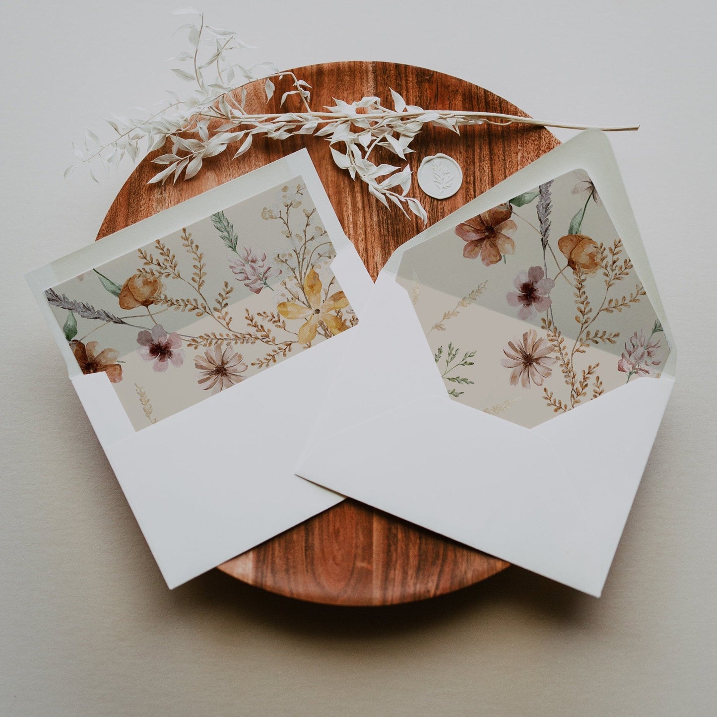 Wedding Invitation Envelope Liner, Boho Floral Invitation Envelope Liner - LovelyTemplatesCo