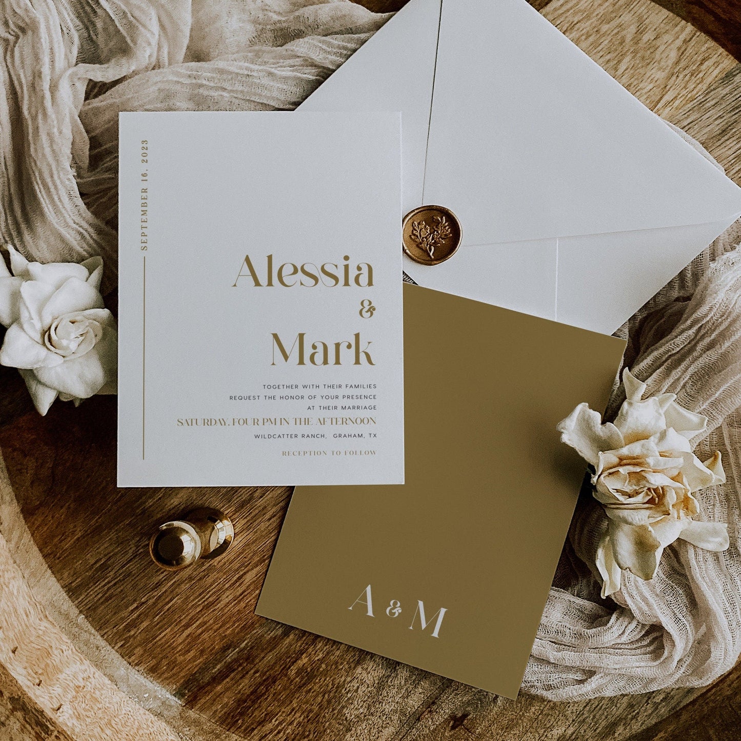 Wedding invitation gold, Gold invitation set - LovelyTemplatesCo