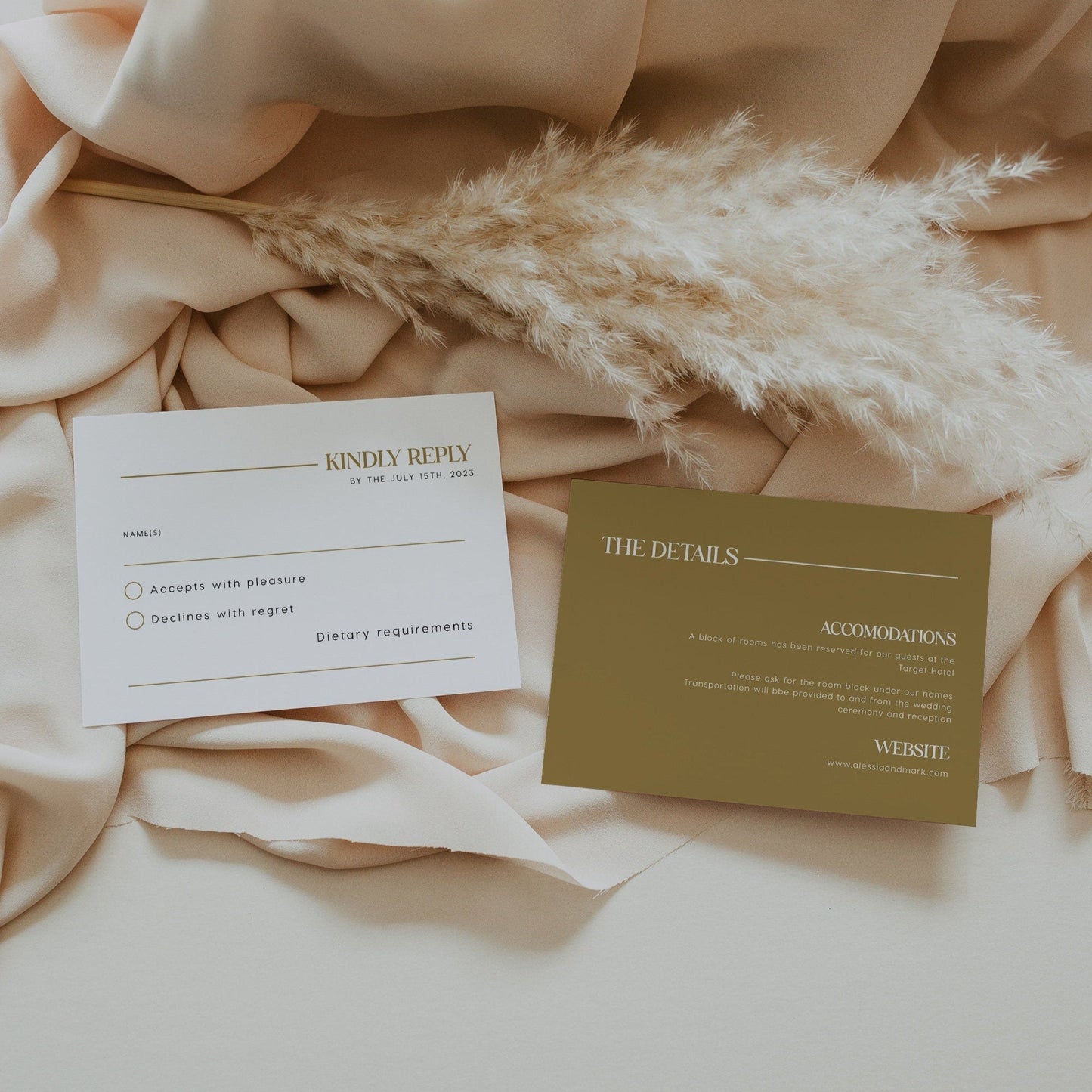 Wedding invitation gold, Gold invitation set - LovelyTemplatesCo