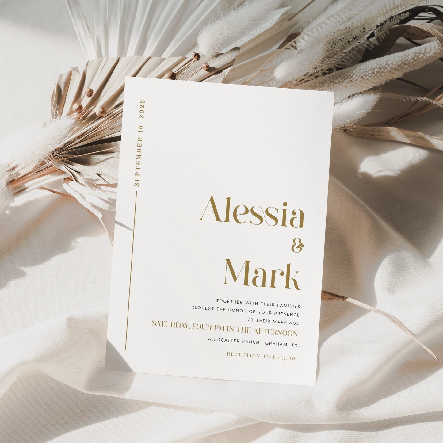 Wedding invitation gold, Gold invitation set - LovelyTemplatesCo