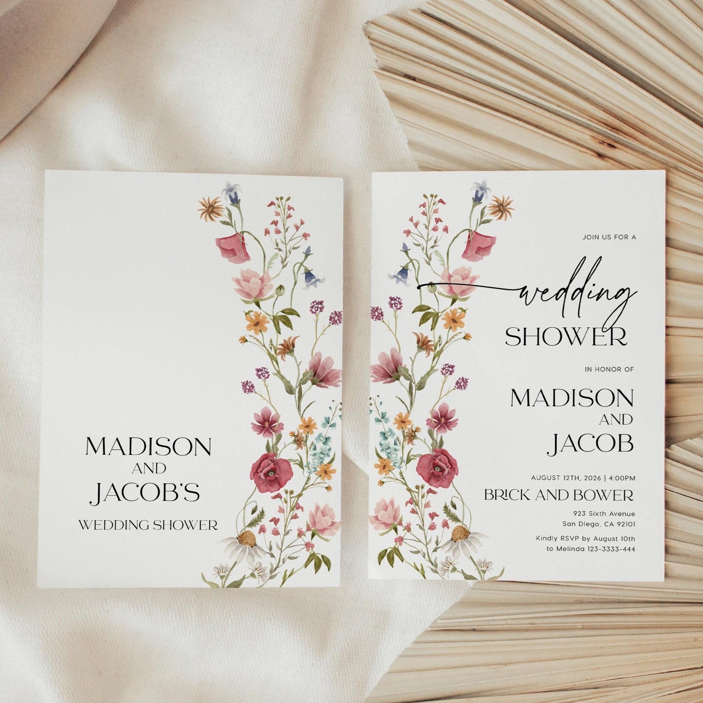 Wedding Shower Invitation, Wildflower Couples Shower Invitation - LovelyTemplatesCo