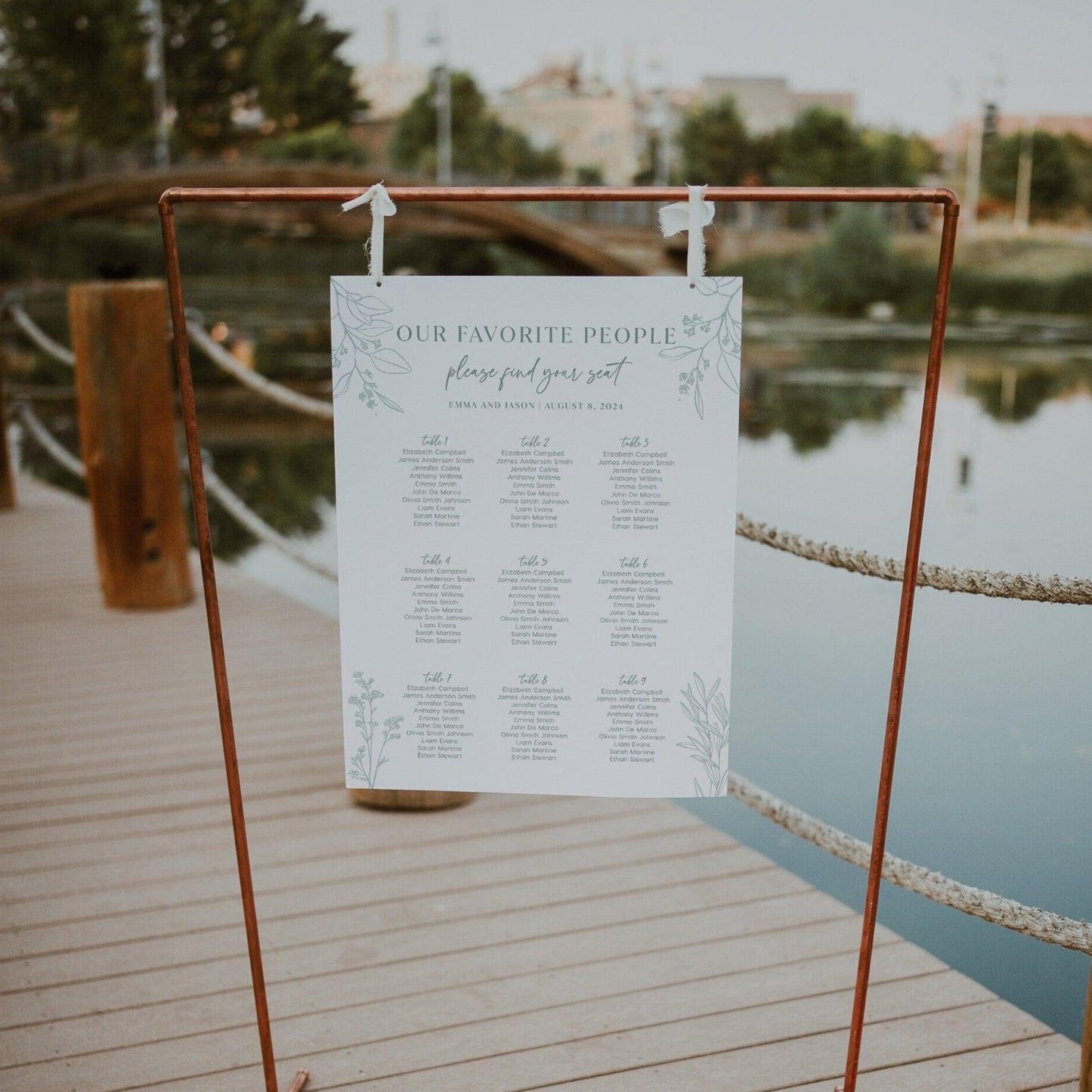 Whimsical Sage Floral Seating Chart Template - LovelyTemplatesCo
