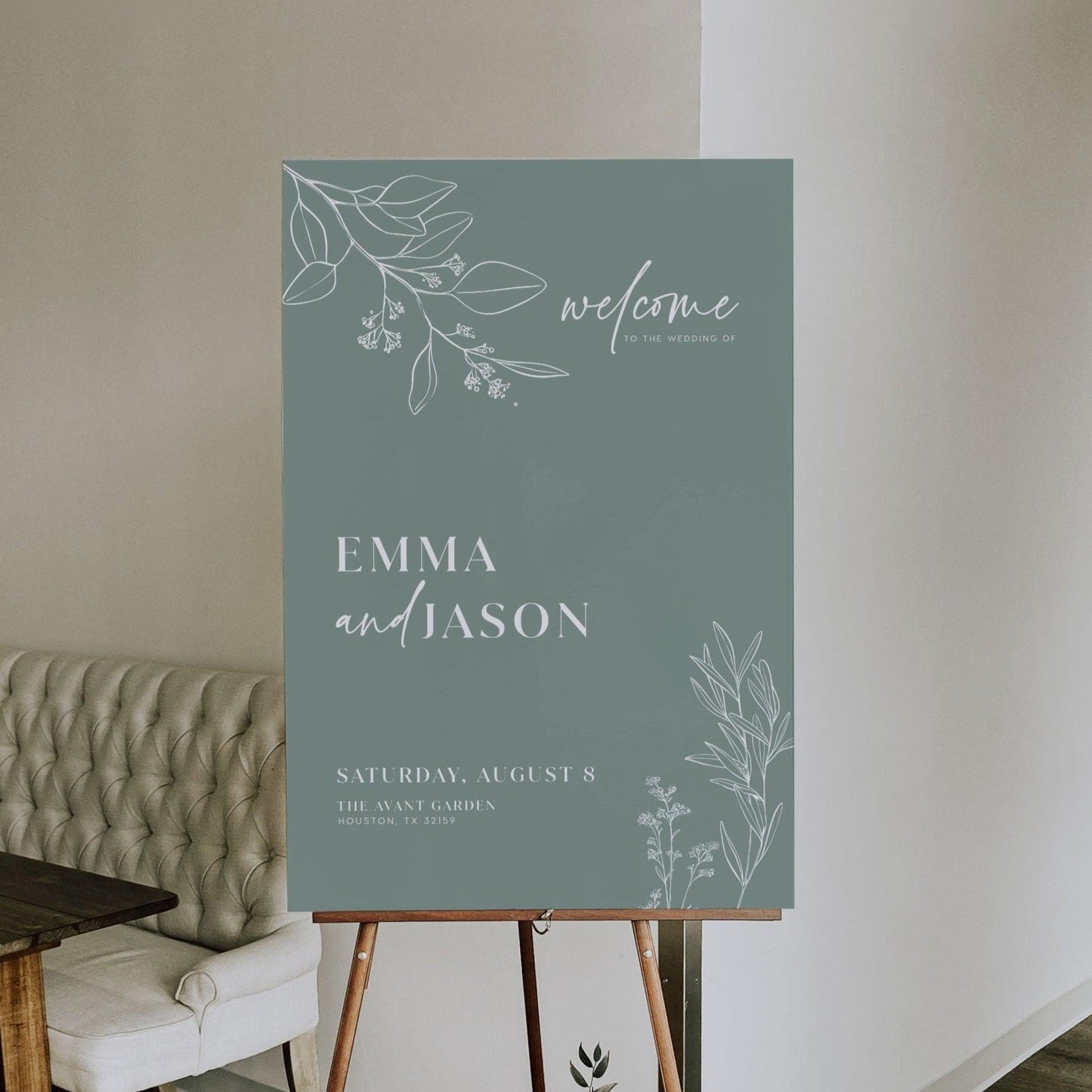 Whimsical Sage Floral Welcome Sign - LovelyTemplatesCo