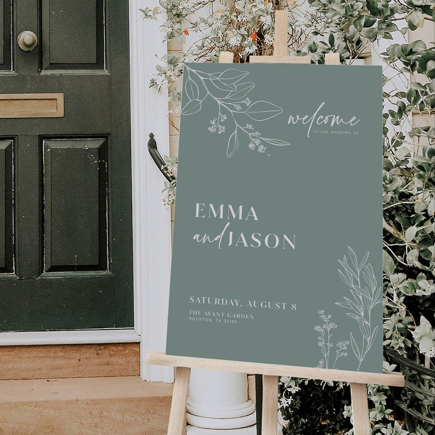 Whimsical Sage Floral Welcome Sign - LovelyTemplatesCo