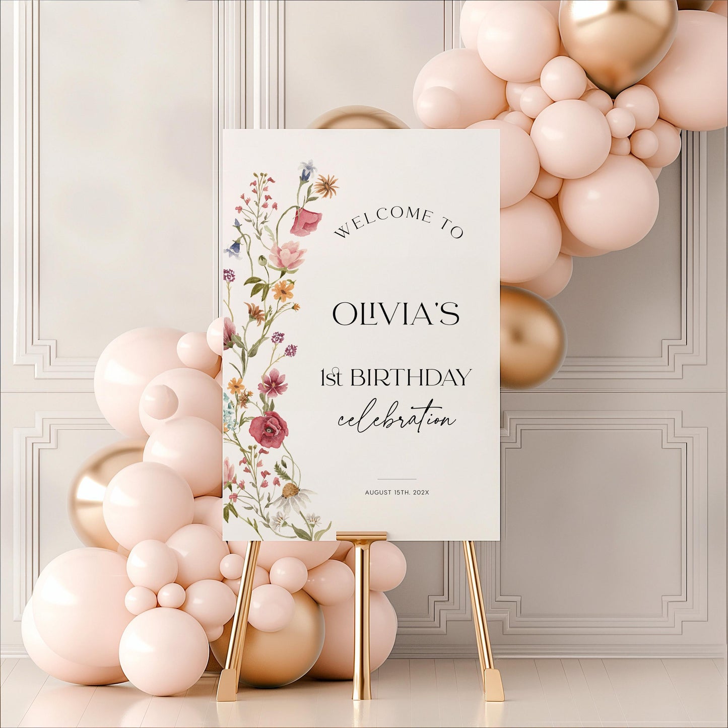 Wildflower Birthday Welcome sign - LovelyTemplatesCo