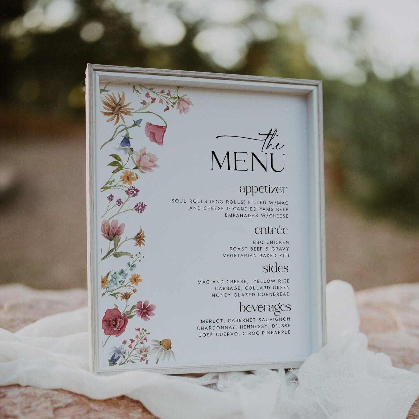 Wildflower Menu sign - LovelyTemplatesCo