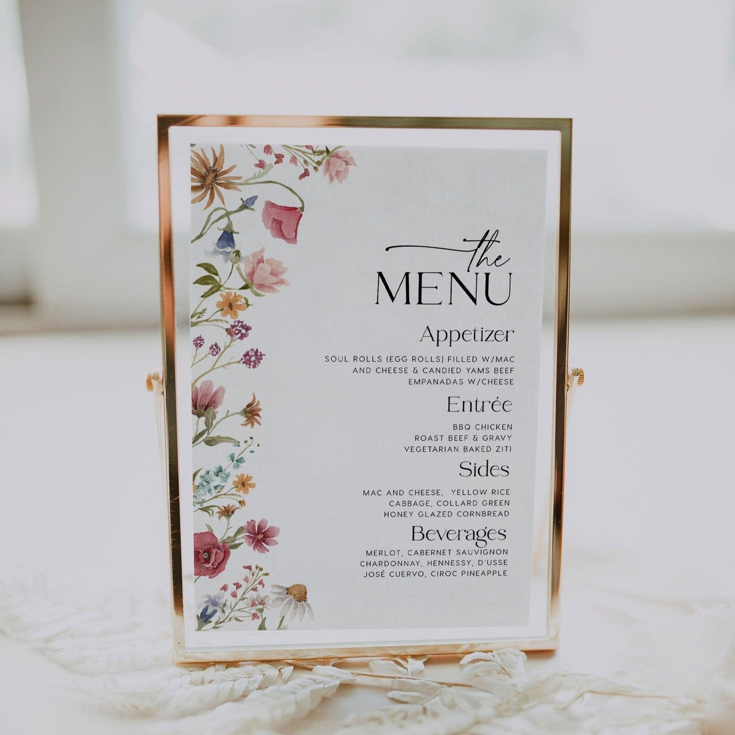 Wildflower Menu sign - LovelyTemplatesCo