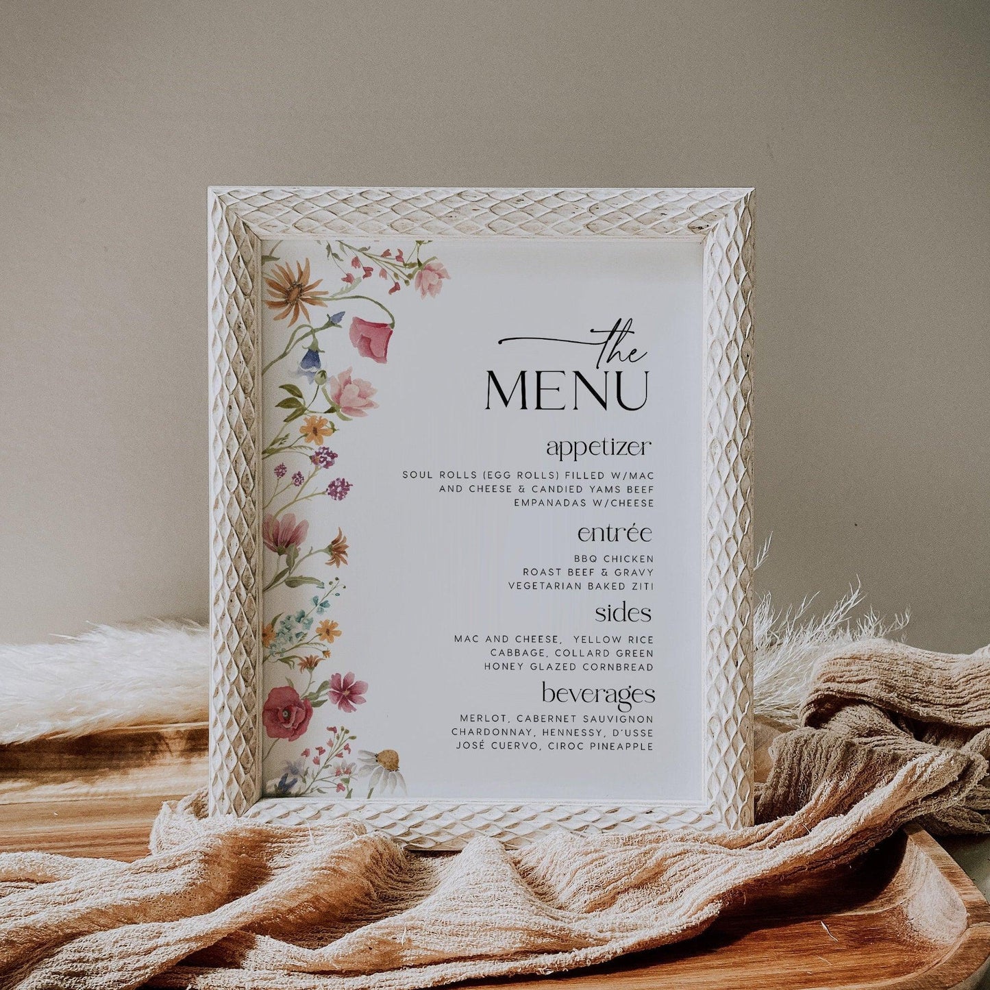 Wildflower Menu sign - LovelyTemplatesCo