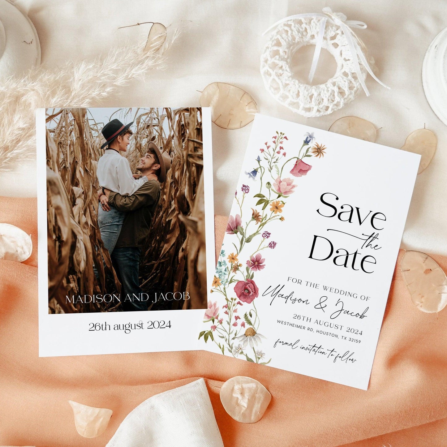Wildflower Save The Date Invitaiton - LovelyTemplatesCo