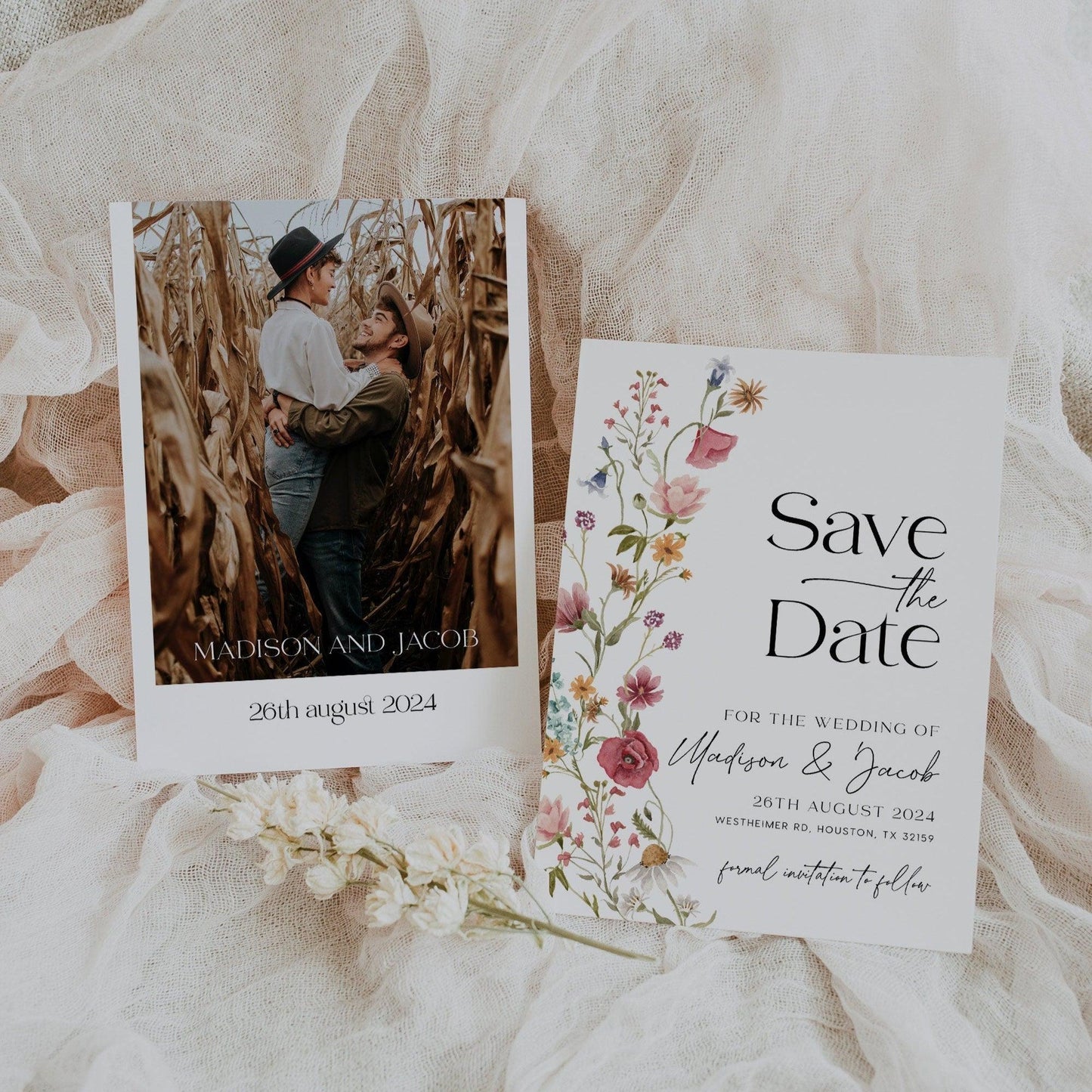 Wildflower Save The Date Invitaiton - LovelyTemplatesCo