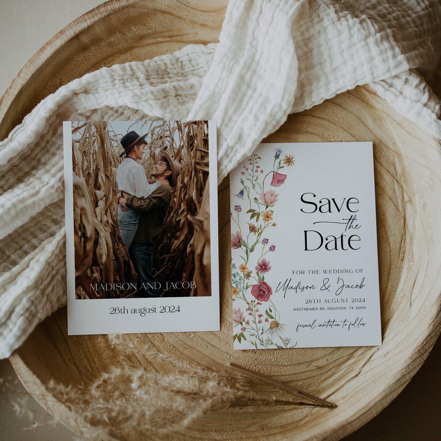 Wildflower Save The Date Invitaiton - LovelyTemplatesCo