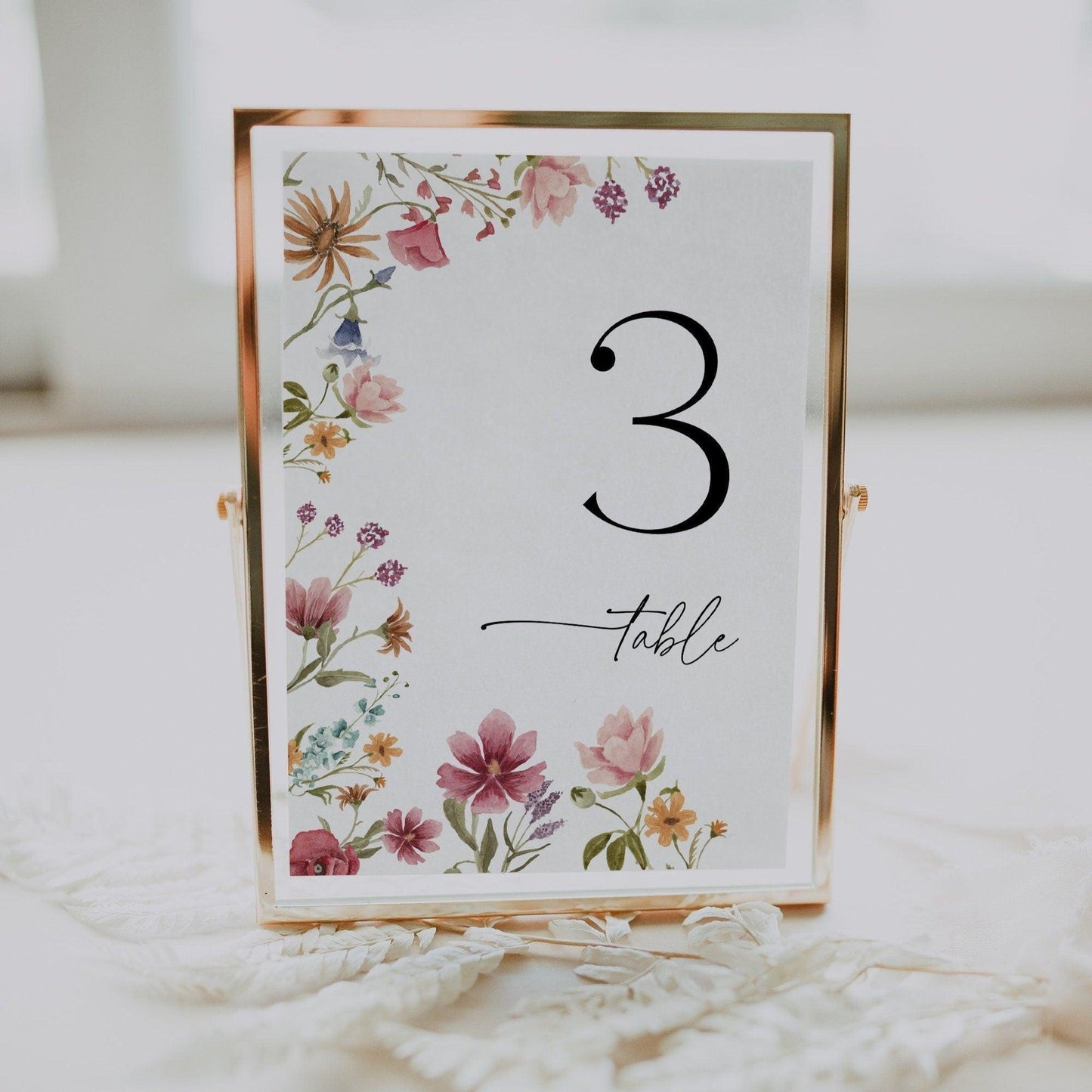 Wildflower Table Number Sign - LovelyTemplatesCo