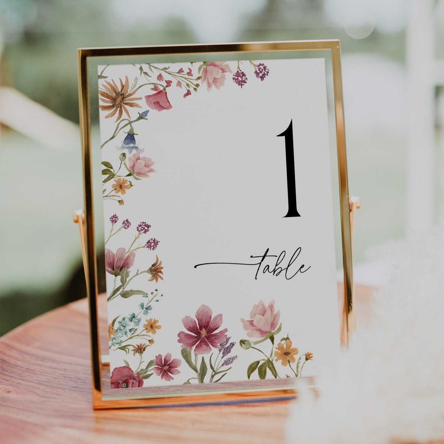 Wildflower Table Number Sign - LovelyTemplatesCo