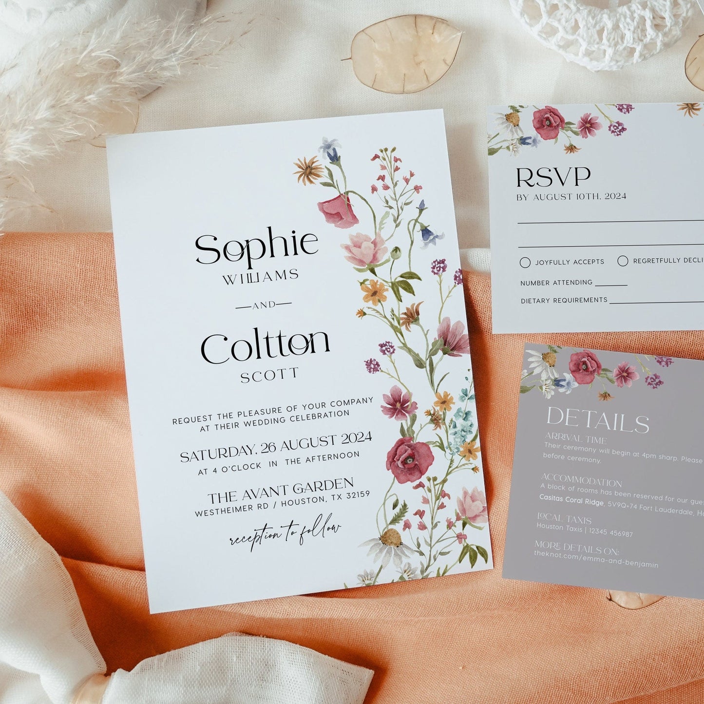 Wildflower Wedding Invitation - LovelyTemplatesCo