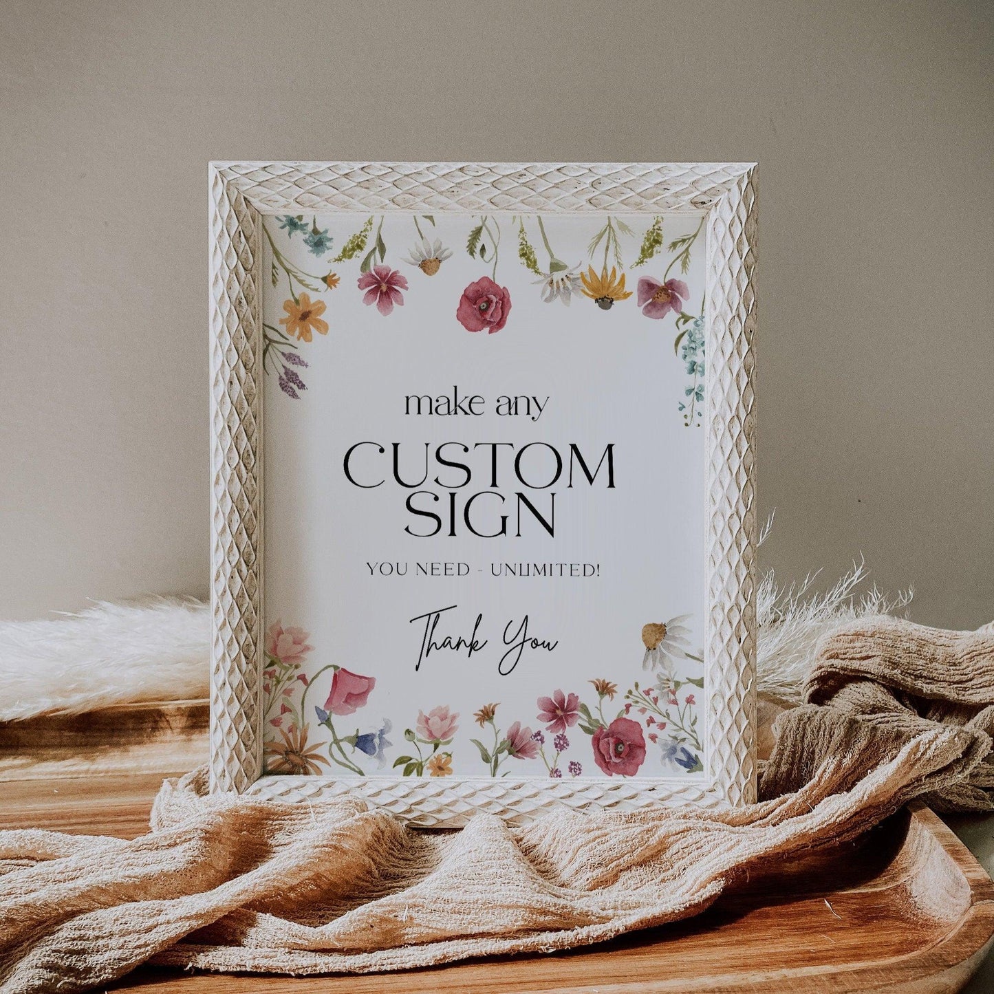 Wildflower Wedding Sign - LovelyTemplatesCo