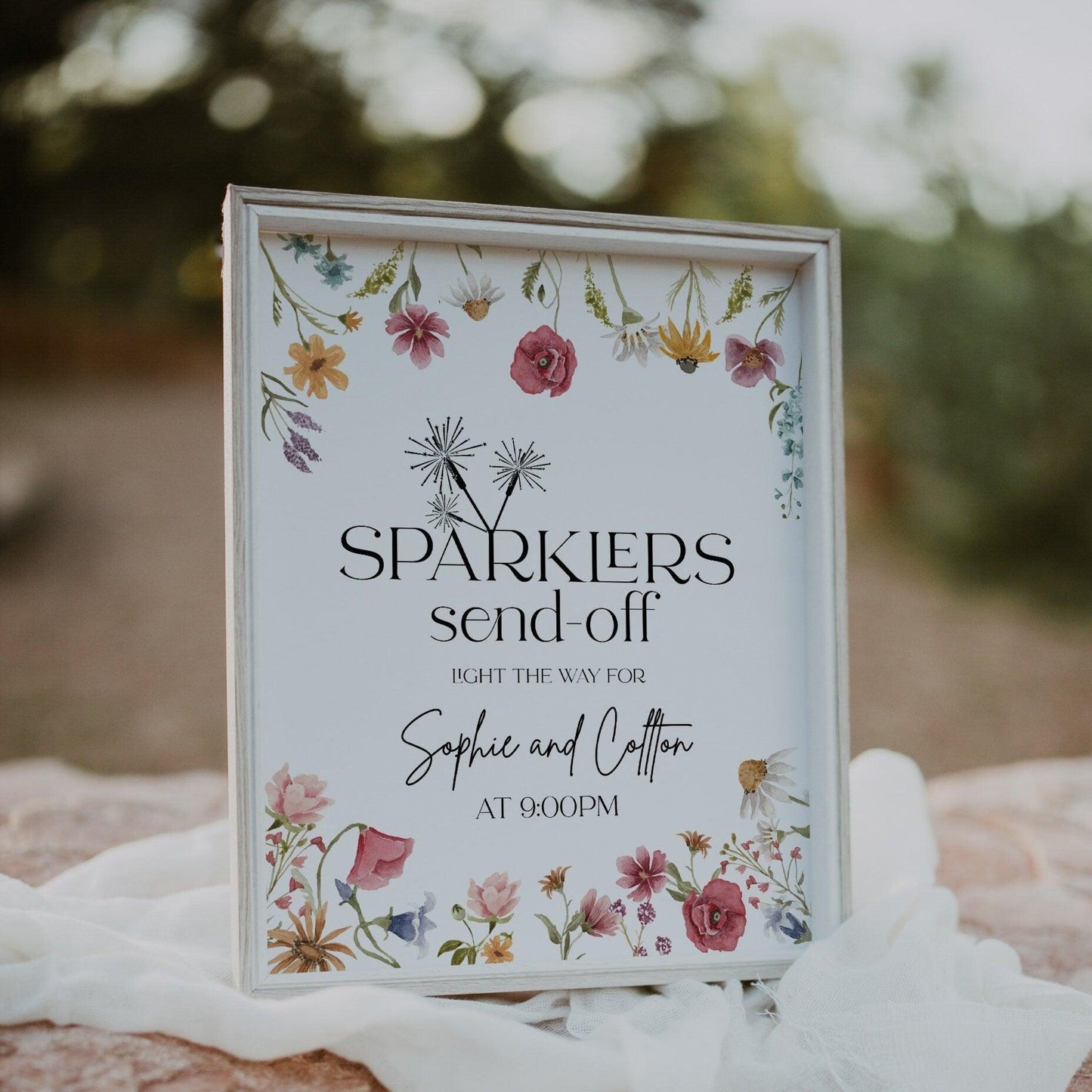 Wildflower Wedding Sparklers Send Off Sign - LovelyTemplatesCo