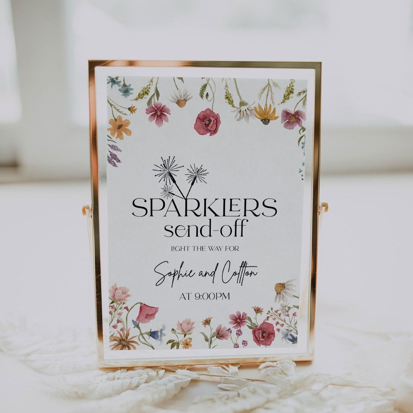 Wildflower Wedding Sparklers Send Off Sign - LovelyTemplatesCo
