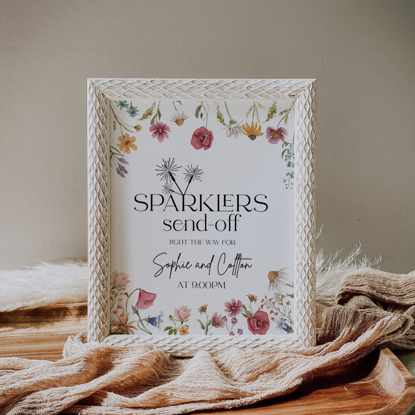 Wildflower Wedding Sparklers Send Off Sign - LovelyTemplatesCo