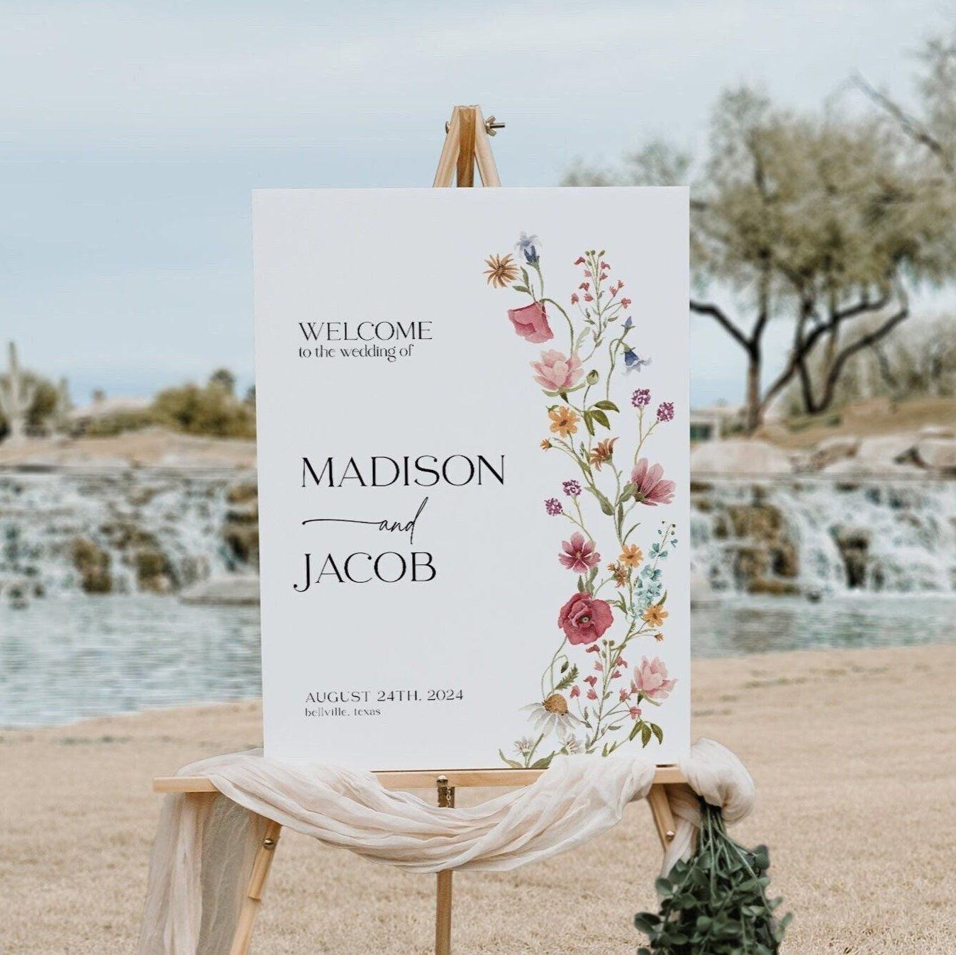 Wildflower Wedding Welcome sign - LovelyTemplatesCo