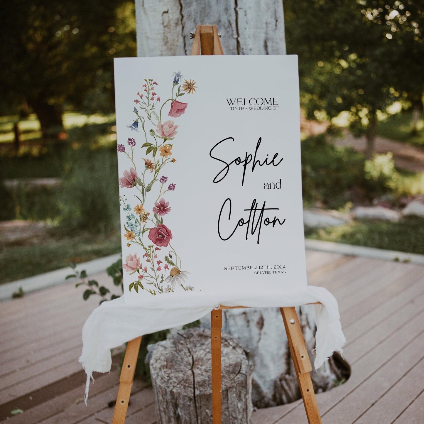Wildflower Wedding Welcome sign - LovelyTemplatesCo