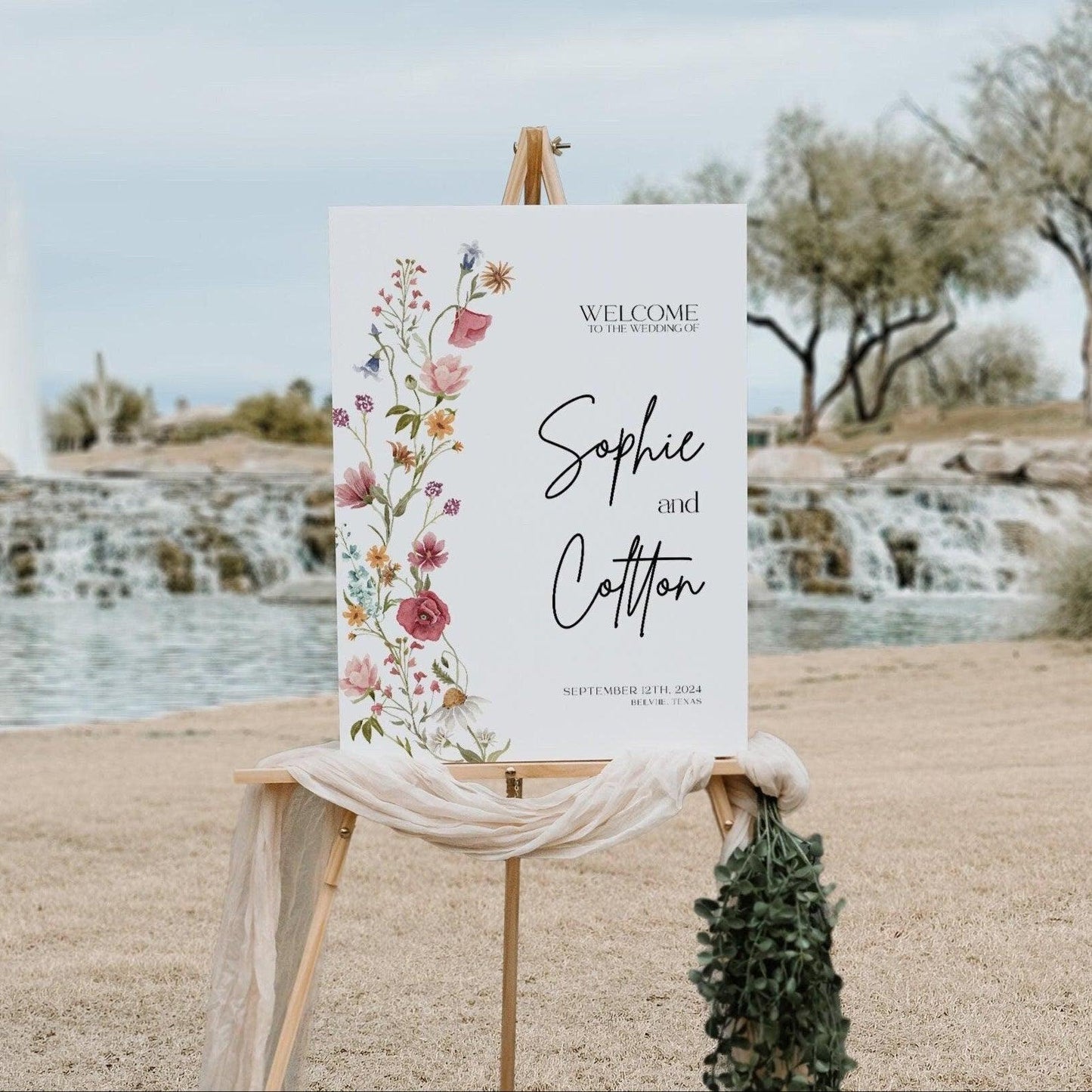 Wildflower Wedding Welcome sign - LovelyTemplatesCo